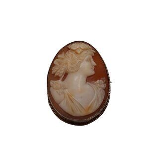 Antique Beautifully Carved 14kt Gold Cameo Brooch (A5319)